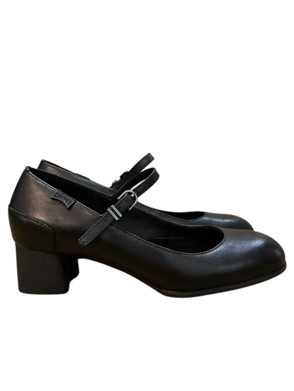 Camper Katie Black Leather Mary Janes Sandals for Women